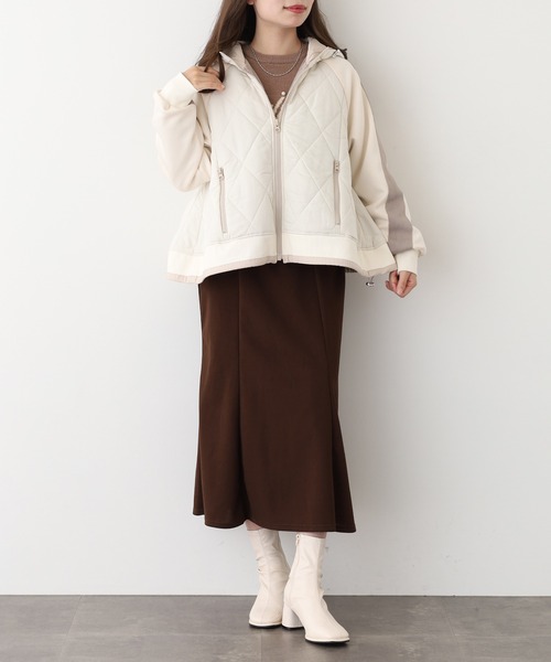 A.N.L（エーエヌエル　レーベル）の「A.N.L キルト切替ブルゾン（ブルゾン・レディース・カーキ/アイボリー/ブラック・38）」の5枚目の写真