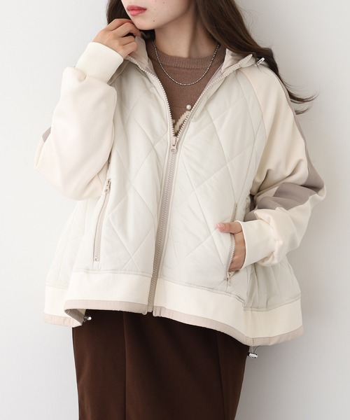 A.N.L（エーエヌエル　レーベル）の「A.N.L キルト切替ブルゾン（ブルゾン・レディース・カーキ/アイボリー/ブラック・38）」の4枚目の写真