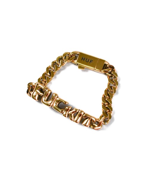 HUF(ハフ)の「【C-HUF2】【HUF/ハフ】FUCK IT WARPED ID BRACELET AC01036(ブレスレット・メンズ・ゴールド・L/XL/S/M)」の1枚目の写真