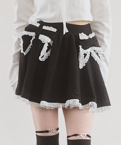 lilLilly リボンスカート lilLilly（リルリリー）の「【pain】レースリボンロングスカート