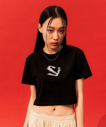 LOGO CROPPED T-SHIRT, BLACK
