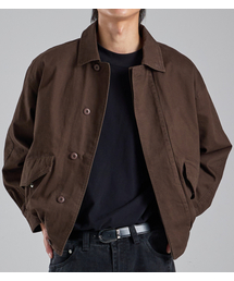 BUTTON SEOUL（ボタンソウル）の「ヒドンプラケットクロップヘリントンコットンジャケット（ダークブラウン）（その他アウター）」