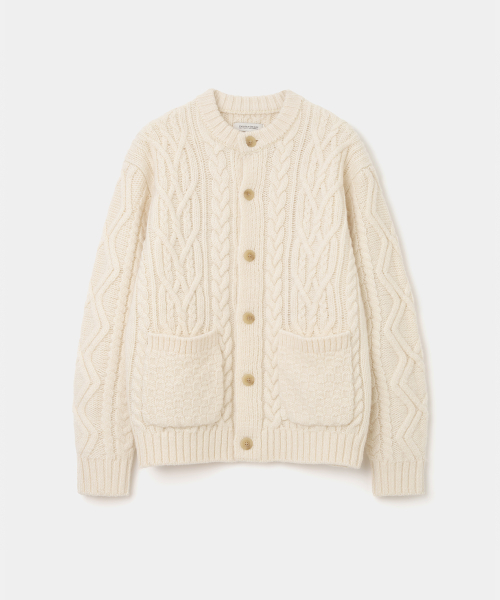 Heavy wool cable cardigan — тяжёлый шерстяной кардиган с косами, цвет айвори