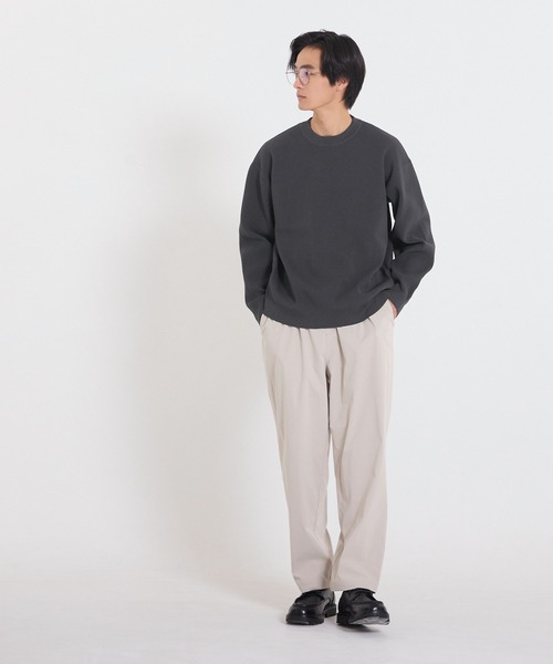 coca（coca）（コカ）の「ポリウーリー畦編みクルーネックニット（ニット/セーター・メンズ・グレイッシュベージュ/チャコール/ネイビー/レッド・L/M/XL）」の9枚目の写真