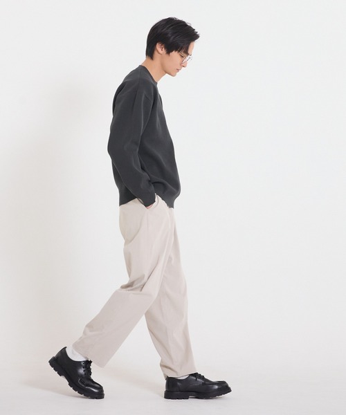 coca（coca）（コカ）の「ポリウーリー畦編みクルーネックニット（ニット/セーター・メンズ・グレイッシュベージュ/チャコール/ネイビー/レッド・L/M/XL）」の10枚目の写真