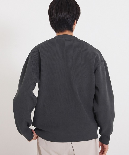 coca（coca）（コカ）の「ポリウーリー畦編みクルーネックニット（ニット/セーター・メンズ・グレイッシュベージュ/チャコール/ネイビー/レッド・L/M/XL）」の11枚目の写真