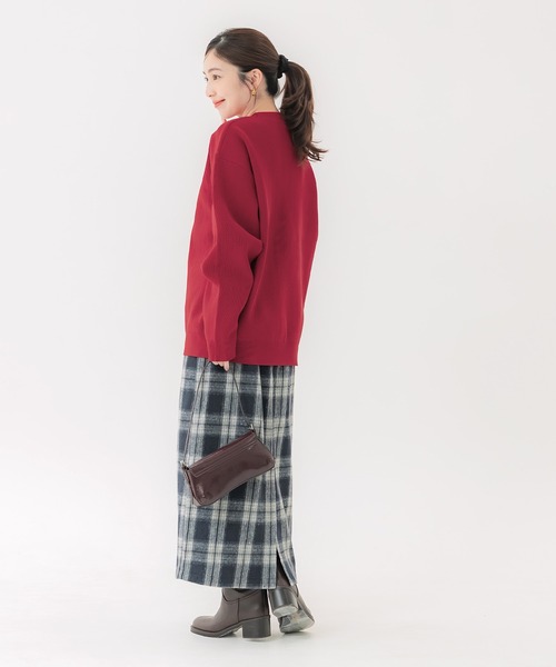 coca（coca）（コカ）の「ポリウーリー畦編みクルーネックニット（ニット/セーター・メンズ・グレイッシュベージュ/チャコール/ネイビー/レッド・L/M/XL）」の18枚目の写真