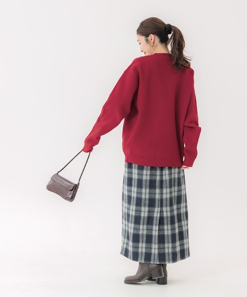 coca（coca）（コカ）の「ポリウーリー畦編みクルーネックニット（ニット/セーター・メンズ・グレイッシュベージュ/チャコール/ネイビー/レッド・L/M/XL）」の20枚目の写真
