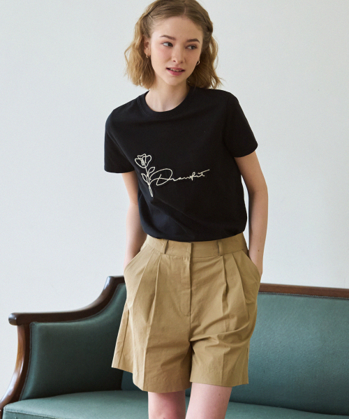 DRAWFIT WOMEN（ドローフィットウーマン）の「フラワーパッチスーピマ半袖Tシャツ[ホワイト]（Tシャツ/カットソー・レディース・その他・MEDIUM/SMALL）」の5枚目の写真
