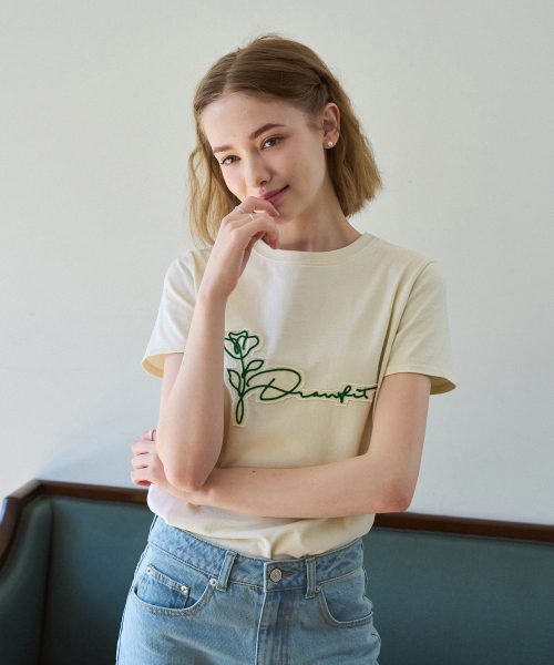 DRAWFIT WOMEN（ドローフィットウーマン）の「フラワーパッチスーピマ半袖Tシャツ[ホワイト]（Tシャツ/カットソー・レディース・その他・MEDIUM/SMALL）」の13枚目の写真