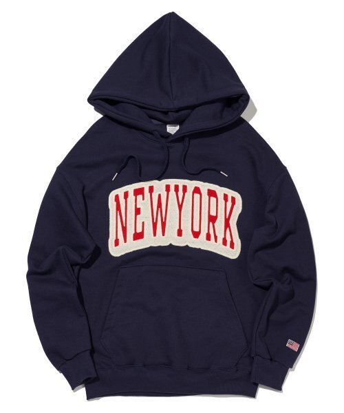 PAPERBOY(ペーパーボーイ)の「チェーンニューヨークフードパーカー-ネイビー(パーカー・レディース・その他・LARGE/MEDIUM/SMALL/X-LARGE)」の1枚目の写真