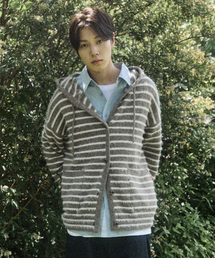 HOOD STRIPE CARDIGAN [BROWN]