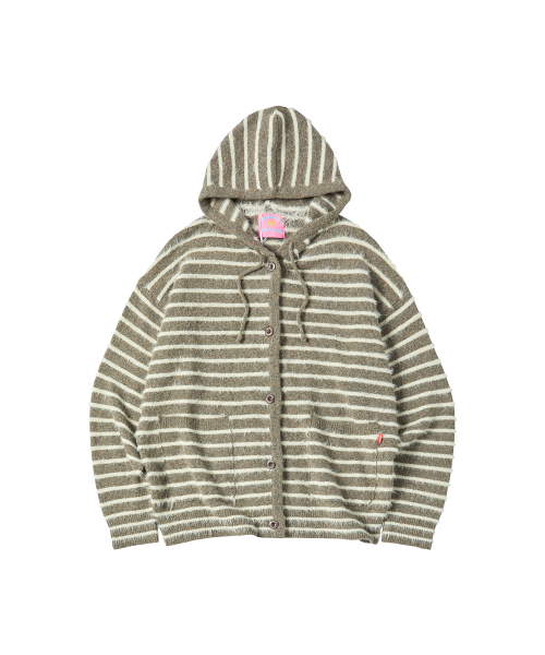 COMONINOZ（コモニノズ）の「HOOD STRIPE CARDIGAN [BROWN]（カーディガン/ボレロ・メンズ・ブラウン・SMALL/MEDIUM/LARGE）」の2枚目の写真