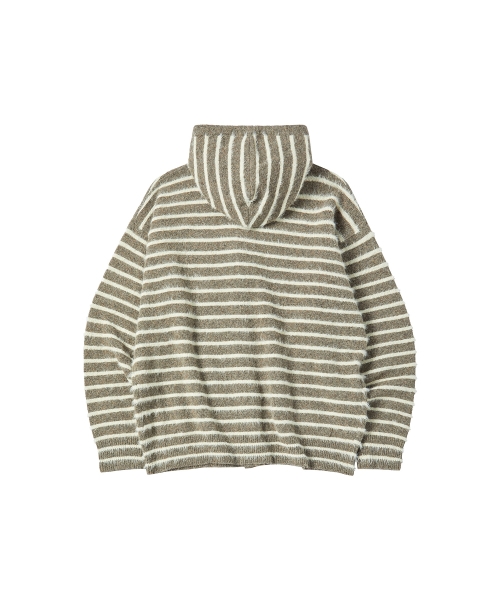 COMONINOZ（コモニノズ）の「HOOD STRIPE CARDIGAN [BROWN]（カーディガン/ボレロ・メンズ・ブラウン・SMALL/MEDIUM/LARGE）」の3枚目の写真