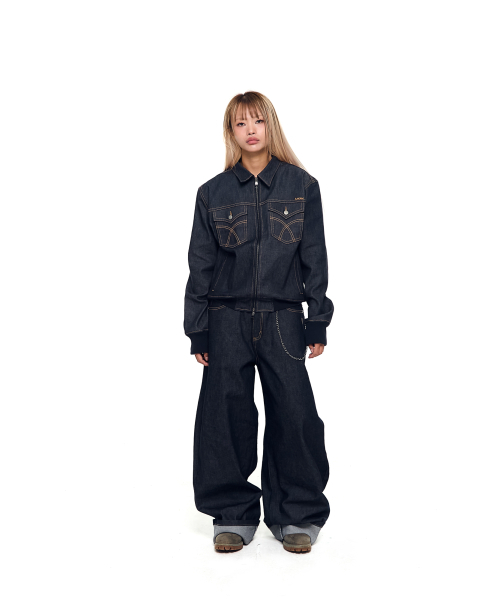 AAKAM(アーカム)の「Banding Denim Zip-Up Jacket (Dark Blue)(デニムジャケット・レディース・その他・1/2)」の6枚目の写真