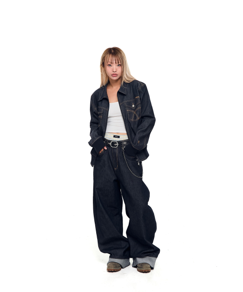 AAKAM(アーカム)の「Banding Denim Zip-Up Jacket (Dark Blue)(デニムジャケット・レディース・その他・1/2)」の7枚目の写真