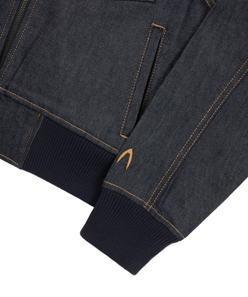 セール】Banding Denim Zip-Up Jacket (Dark Blue)（デニムジャケット