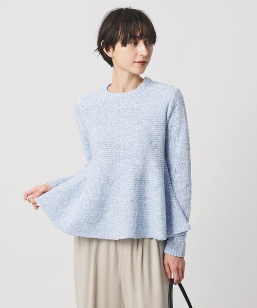 UNITED ARROWS（ユナイテッドアローズ）の「ミックスカラー ペプラム ニット ‐ウォッシャブル‐（ニット/セーター・レディース・ブラック/ライトブルー・FREE）」の3枚目の写真