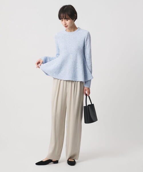 UNITED ARROWS（ユナイテッドアローズ）の「ミックスカラー ペプラム ニット ‐ウォッシャブル‐（ニット/セーター・レディース・ブラック/ライトブルー・FREE）」の4枚目の写真