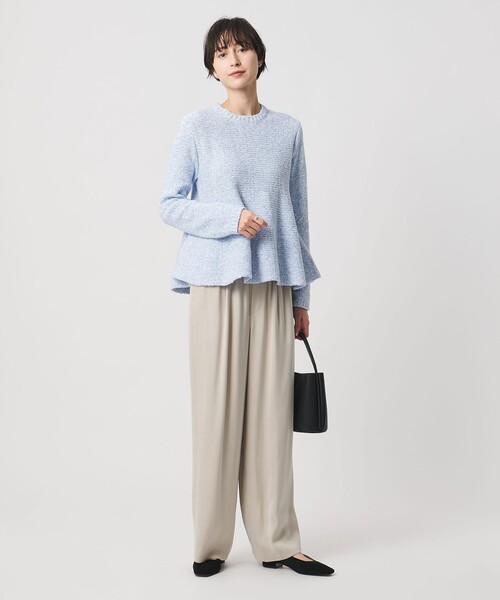 UNITED ARROWS（ユナイテッドアローズ）の「ミックスカラー ペプラム ニット ‐ウォッシャブル‐（ニット/セーター・レディース・ブラック/ライトブルー・FREE）」の5枚目の写真