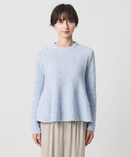 UNITED ARROWS（ユナイテッドアローズ）の「ミックスカラー ペプラム ニット ‐ウォッシャブル‐（ニット/セーター・レディース・ブラック/ライトブルー・FREE）」の9枚目の写真