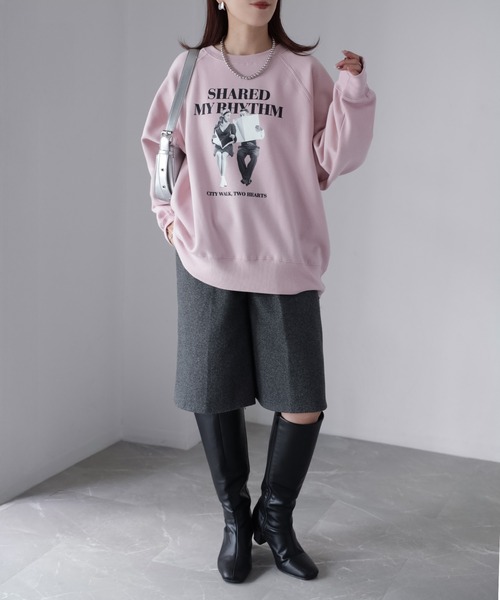 Riberry（リベリー）の「裏起毛フォトプリントスウェットトレーナー（スウェット・レディース・チャコールグレー/オートミール/ピンク・FREE）」の22枚目の写真