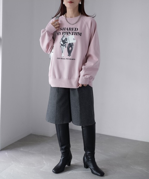 Riberry（リベリー）の「裏起毛フォトプリントスウェットトレーナー（スウェット・レディース・チャコールグレー/オートミール/ピンク・FREE）」の12枚目の写真