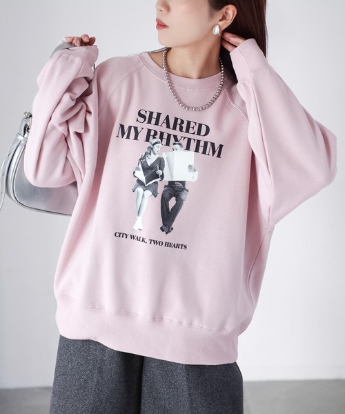 Riberry(リベリー)の「裏起毛フォトプリントスウェットトレーナー(スウェット・レディース・チャコールグレー/オートミール/ピンク・FREE)」の10枚目の写真