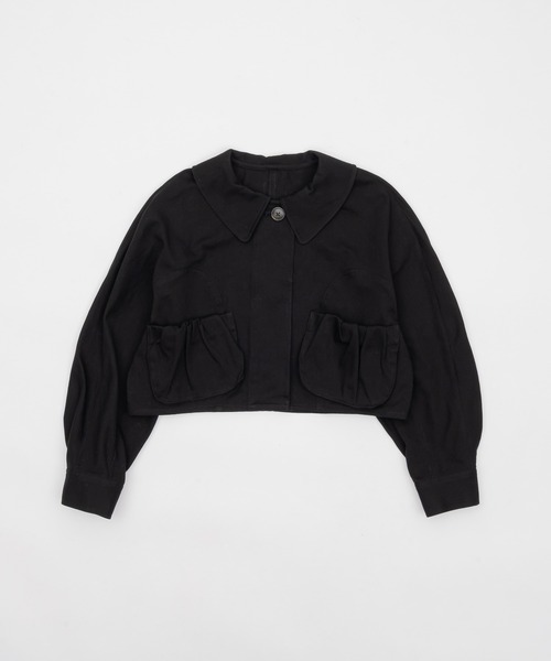 OLUN バルーンショートデニムジャケット ブラック balloon short denim jacket/バルーンショートデニムジャケット