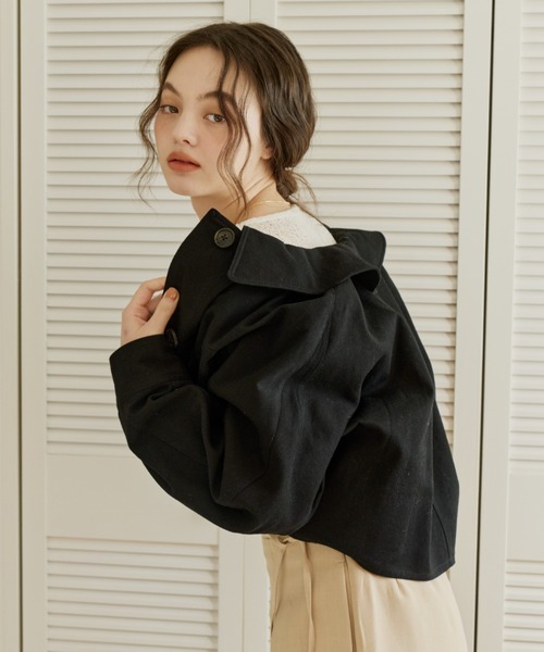 OLUN(オルン)の「balloon short denim jacket/バルーンショートデニムジャケット(デニムジャケット・レディース・ブラック/アイボリー・FREE)」の21枚目の写真