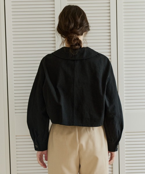 OLUN(オルン)の「balloon short denim jacket/バルーンショートデニムジャケット(デニムジャケット・レディース・ブラック/アイボリー・FREE)」の22枚目の写真