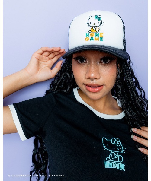 sanrio（サンリオ）の「サンリオキャラクターズ × ホームゲーム [HOMEGAME] - ハローキティー メッシュキャップ  [HELLO KITTY MESH CAP BLACK HG251406]（キャップ・レディース・ブラック・FREE）」の10枚目の写真