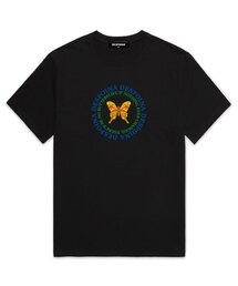バタフライモザイクオーバーサイズ半袖Tシャツ (DS001) ブラック