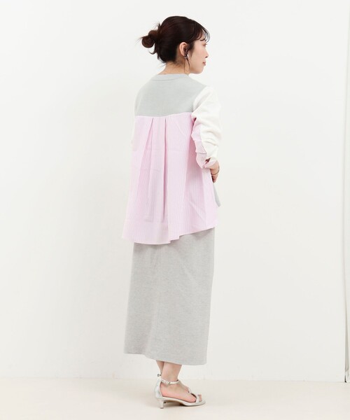 MICO COULIER(ミコクリエ)の「後ろシャツ配色切替カーディガン(ニット/セーター・レディース・オフホワイト/ネイビー/ライトグレー・38)」の13枚目の写真