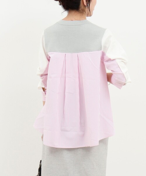 MICO COULIER(ミコクリエ)の「後ろシャツ配色切替カーディガン(ニット/セーター・レディース・オフホワイト/ネイビー/ライトグレー・38)」の14枚目の写真