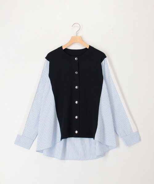 MICO COULIER(ミコクリエ)の「後ろシャツ配色切替カーディガン(ニット/セーター・レディース・オフホワイト/ネイビー/ライトグレー・38)」の16枚目の写真