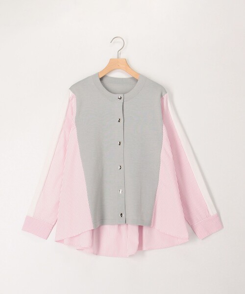 MICO COULIER(ミコクリエ)の「後ろシャツ配色切替カーディガン(ニット/セーター・レディース・オフホワイト/ネイビー/ライトグレー・38)」の19枚目の写真