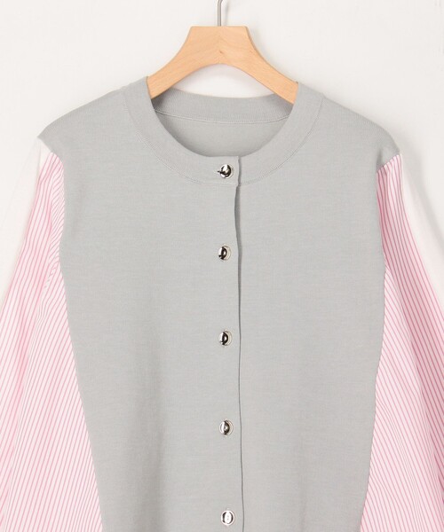 MICO COULIER(ミコクリエ)の「後ろシャツ配色切替カーディガン(ニット/セーター・レディース・オフホワイト/ネイビー/ライトグレー・38)」の20枚目の写真