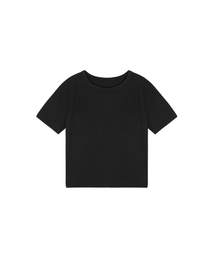 Lace tag crop tee - black