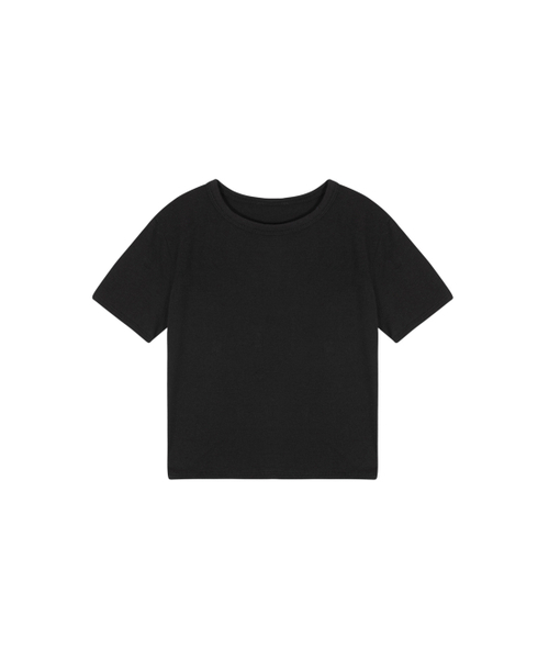 SALAD BAGUNI(サラダバグニ)の「Lace tag crop tee - black(Tシャツ/カットソー・レディース・その他・FREE)」の1枚目の写真