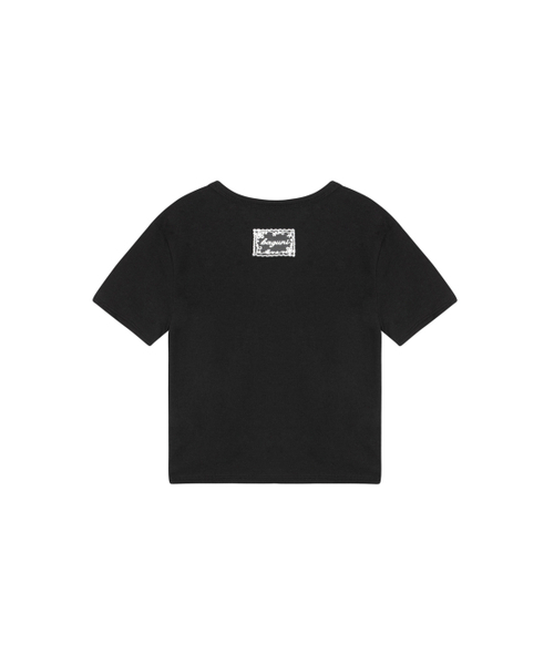 SALAD BAGUNI(サラダバグニ)の「Lace tag crop tee - black(Tシャツ/カットソー・レディース・その他・FREE)」の2枚目の写真