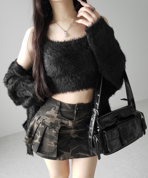 me+em select(ミームセレクト)の「【 インパン裏地付 】カモフラベルテッドマイクロプリーツミニスカパン / camouflage belted micro pleats skirt pants(スカート・レディース・カーキ・LARGE/MEDIUM/SMALL)」の19枚目の写真