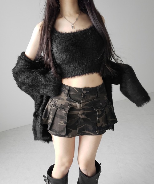 me+em select(ミームセレクト)の「【 インパン裏地付 】カモフラベルテッドマイクロプリーツミニスカパン / camouflage belted micro pleats skirt pants(スカート・レディース・カーキ・LARGE/MEDIUM/SMALL)」の20枚目の写真