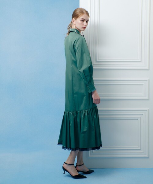 LOULOU WILLOUGHBY（ルルウィルビー）の「【LOULOU WILLOUGHBY】メモリーツイルティアードシャツワンピース（ワンピース・レディース・ミント/ブラック/ホワイト系その他・2/1）」の7枚目の写真