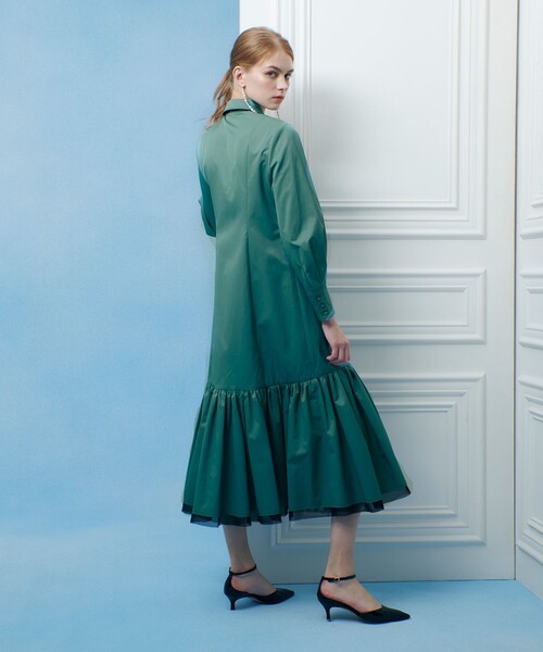 LOULOU WILLOUGHBY（ルルウィルビー）の「【LOULOU WILLOUGHBY】メモリーツイルティアードシャツワンピース（ワンピース・レディース・ミント/ブラック/ホワイト系その他・2/1）」の6枚目の写真