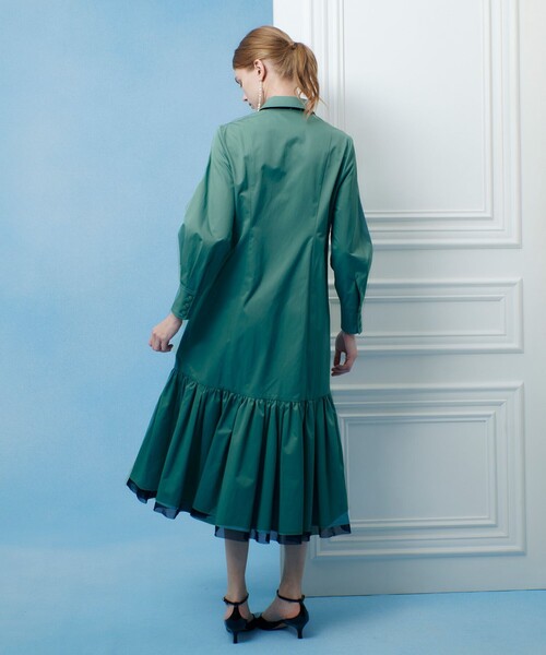 LOULOU WILLOUGHBY（ルルウィルビー）の「【LOULOU WILLOUGHBY】メモリーツイルティアードシャツワンピース（ワンピース・レディース・ミント/ブラック/ホワイト系その他・2/1）」の5枚目の写真