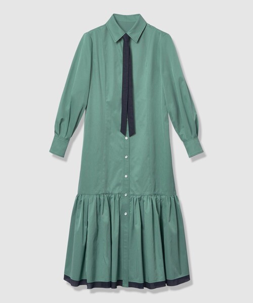LOULOU WILLOUGHBY（ルルウィルビー）の「【LOULOU WILLOUGHBY】メモリーツイルティアードシャツワンピース（ワンピース・レディース・ミント/ブラック/ホワイト系その他・2/1）」の4枚目の写真