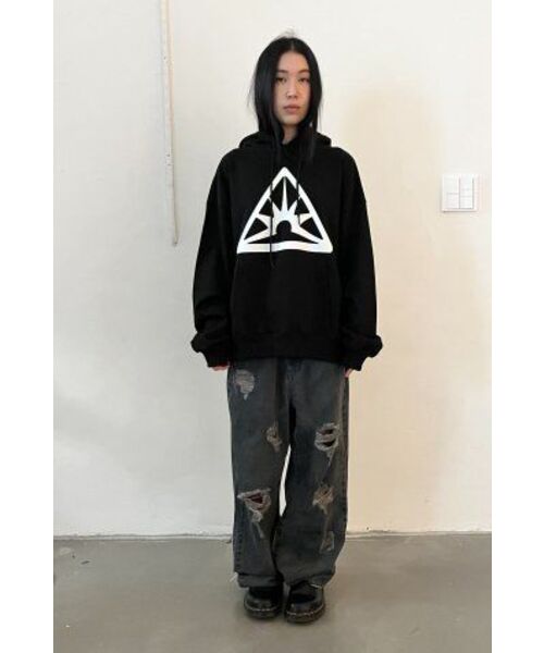 ISTKUNST（イストクンスト）の「DIRTY WASHING WIDE DENIM PANTS_BLACK(IK2ESMD111A)（デニムパンツ・レディース・ブラック・S/M/L）」の11枚目の写真