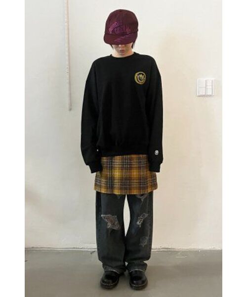 ISTKUNST（イストクンスト）の「DIRTY WASHING WIDE DENIM PANTS_BLACK(IK2ESMD111A)（デニムパンツ・レディース・ブラック・S/M/L）」の12枚目の写真