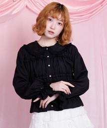 axes femme POETIQUE | シャーリングフリル丸襟ブラウス(シャツ/ブラウス)